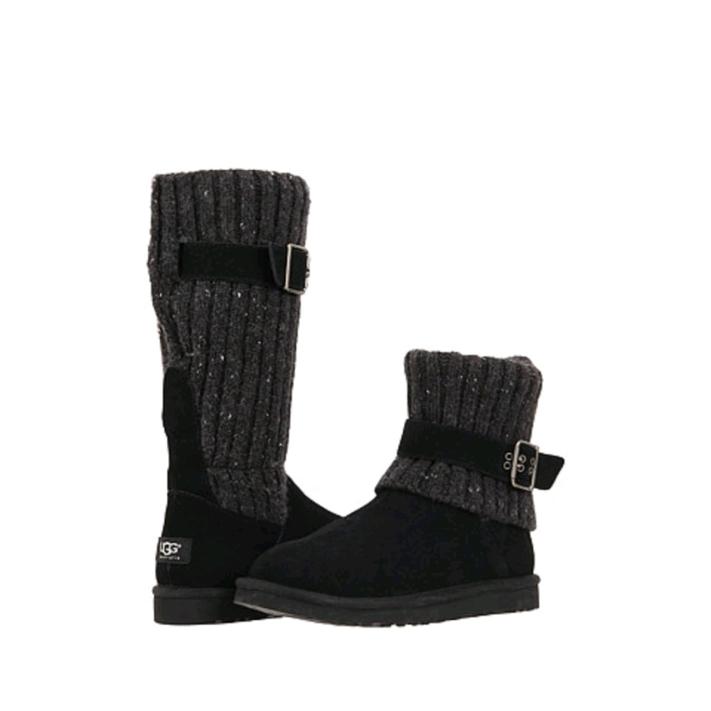 UGG Australia Women's Cambridge Boots Black Suede100%Fine Woolen Sheepskin SZ8